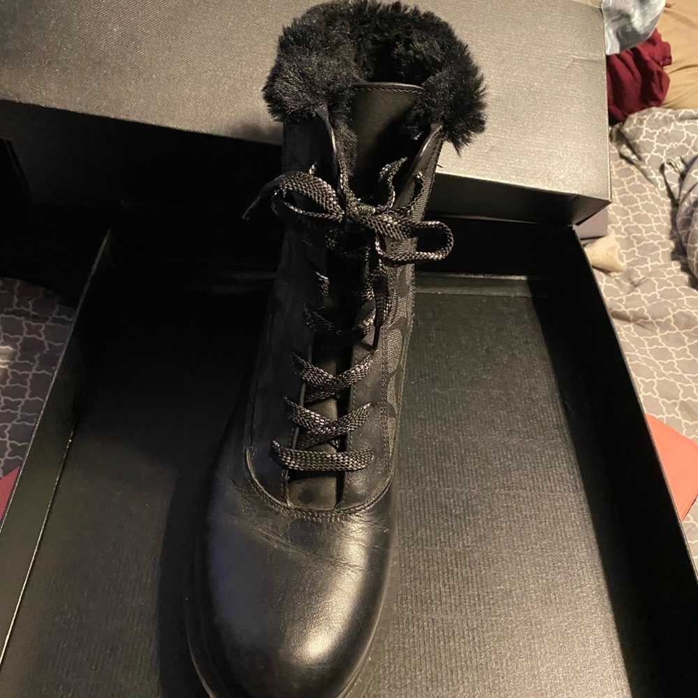 SOLD Black and grey signature Coach boot women’s SOLD